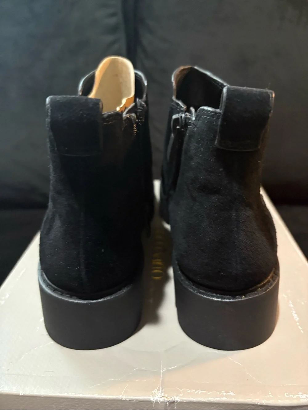 Franco Sarto Black Suede Platform Chelsea Booties - Women's